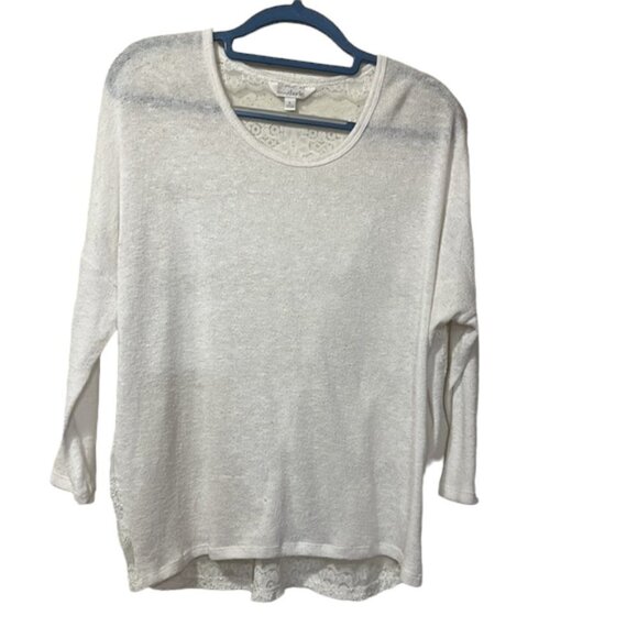 Charming Charlie White Dolman Sleeve Lacey Knit Top - Picture 3 of 9